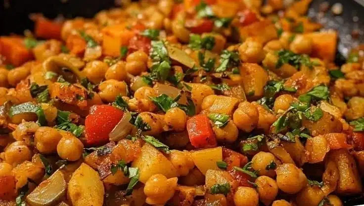 Easy Spicy Chickpea Veggie Skillet