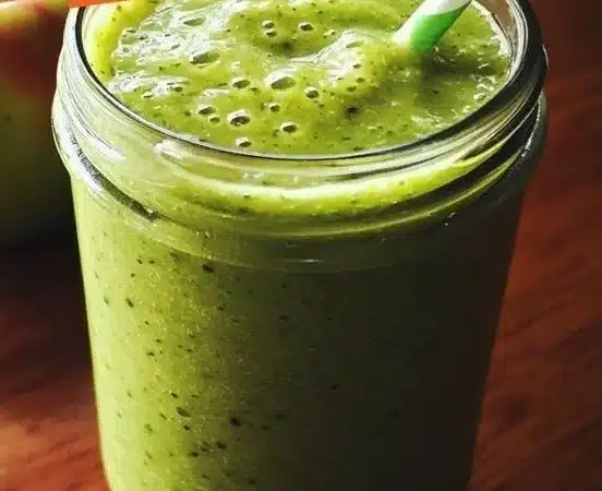 Green Apple Energy Smoothie 3 Green Apple Energy Smoothie with fresh ingredients in a glass